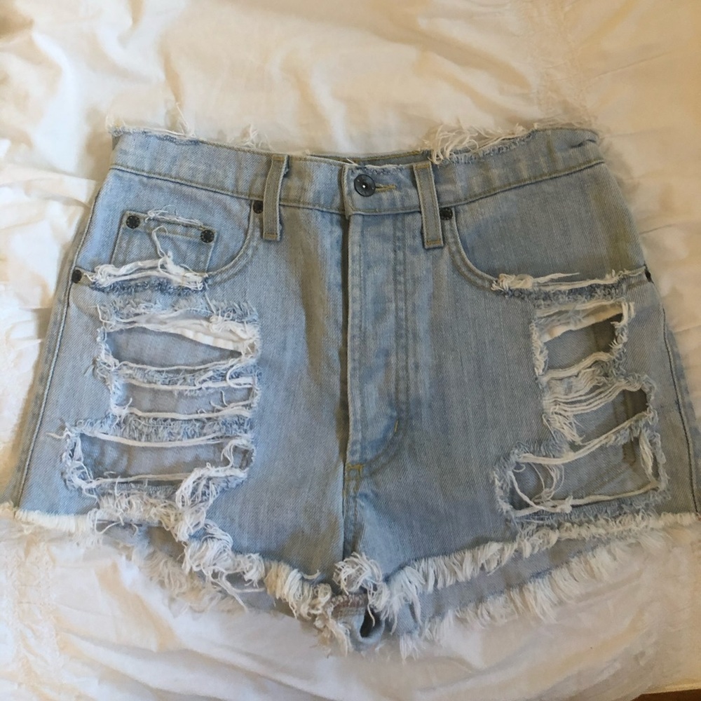LF Ripped denim shorts